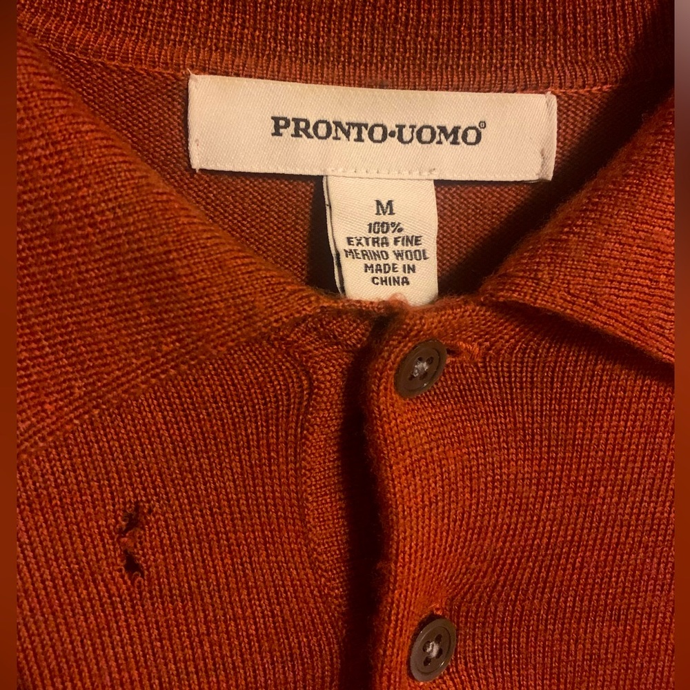 100% Merino Pronto Uomo Long Sleeve Polo Sweater
